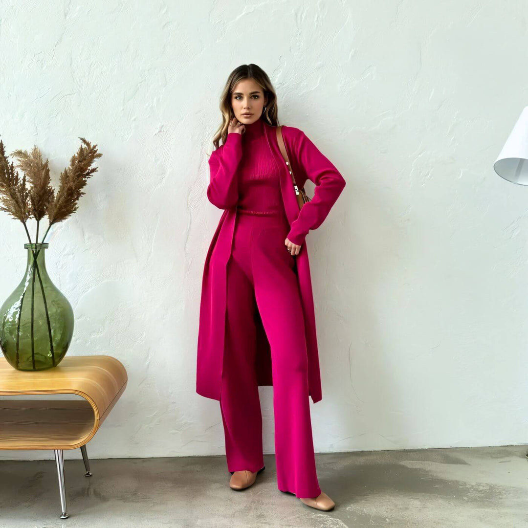 Melanie™ – Minimalistisches Dreiteiliges Strickset