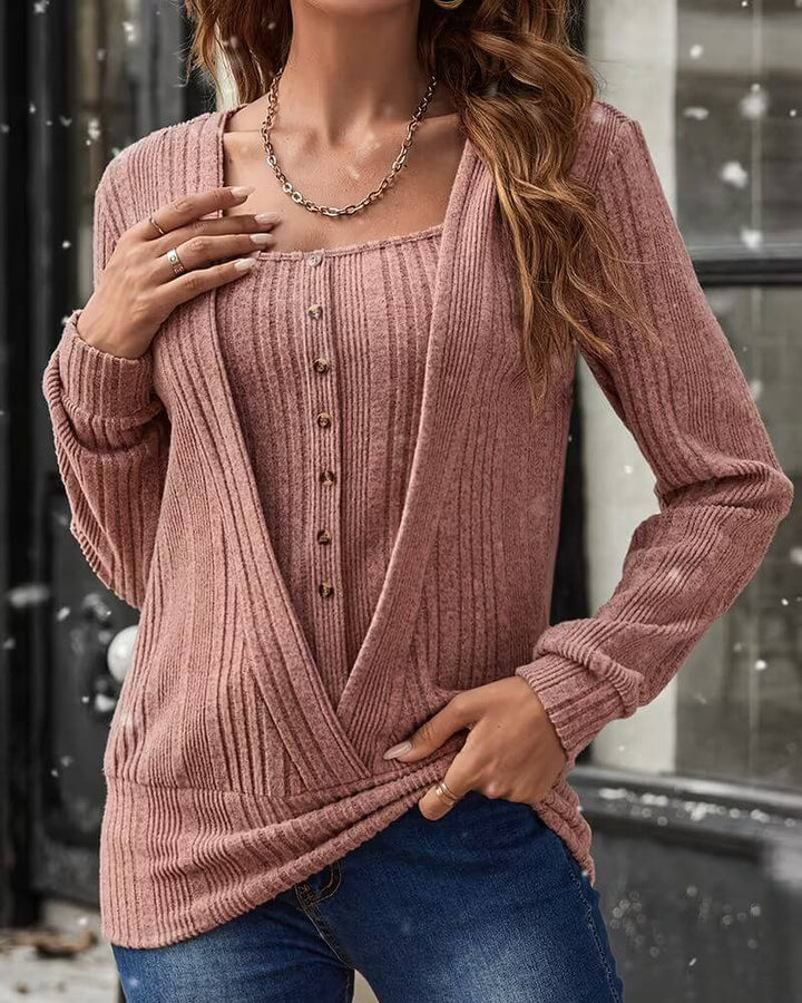 Mélanie™ – Haut Chic à Encolure Carrée avec Détail Frontal
