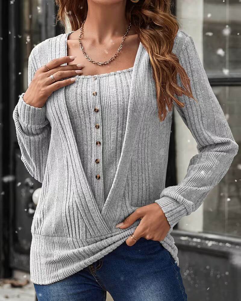 Mélanie™ – Haut Chic à Encolure Carrée avec Détail Frontal