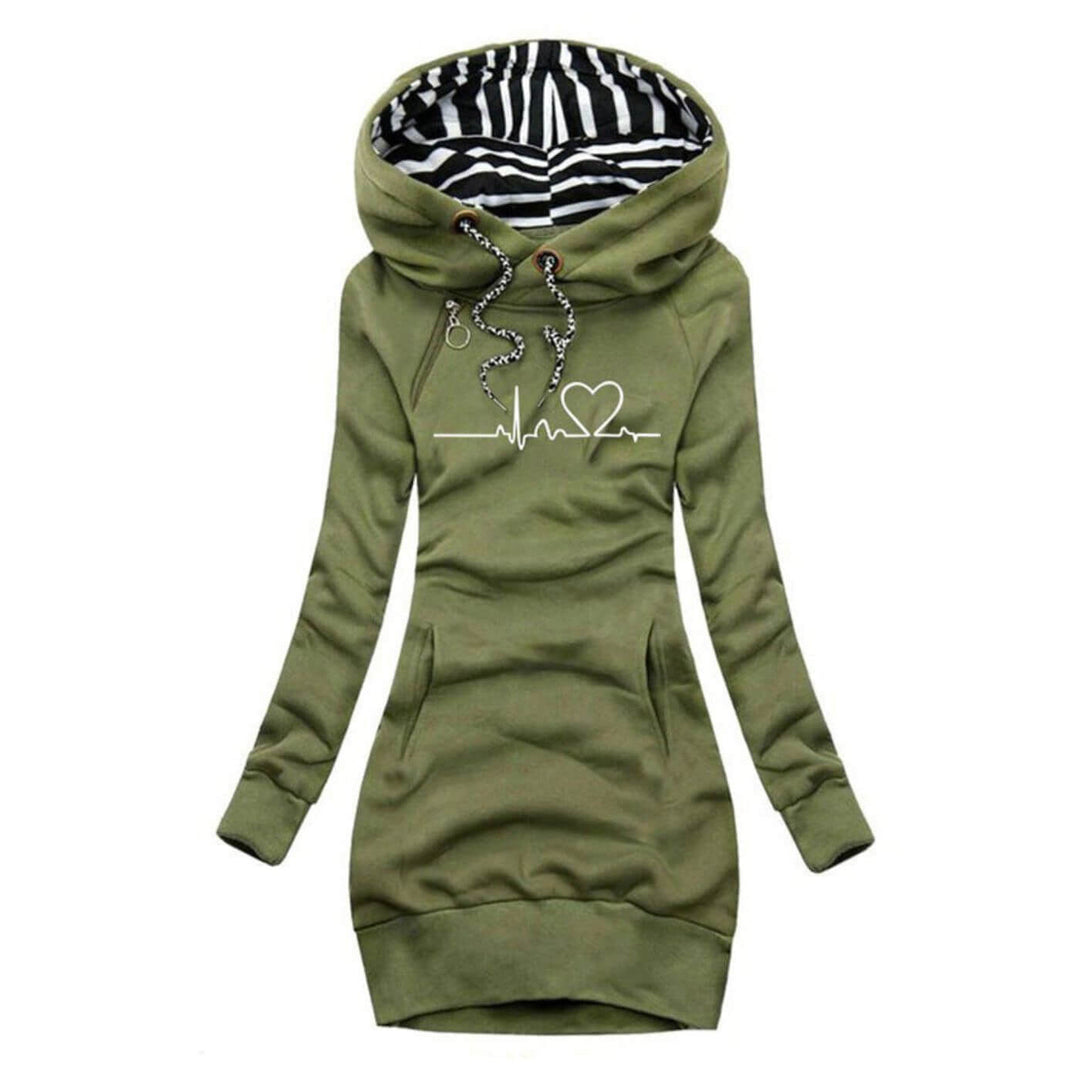 Melissa™ – Robe Pull à Capuche Motif Battement de Cœur