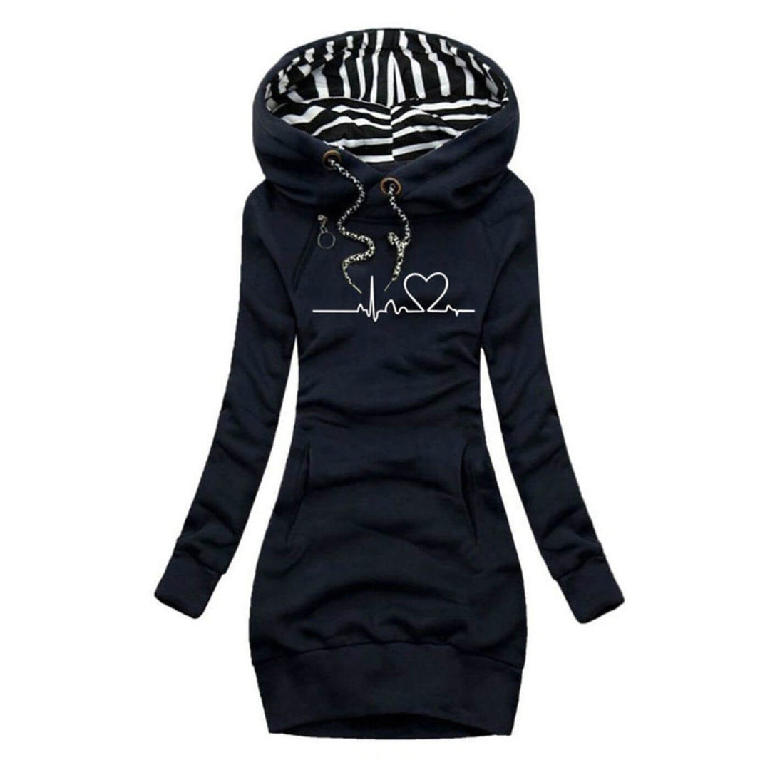 Melissa™ – Robe Pull à Capuche Motif Battement de Cœur