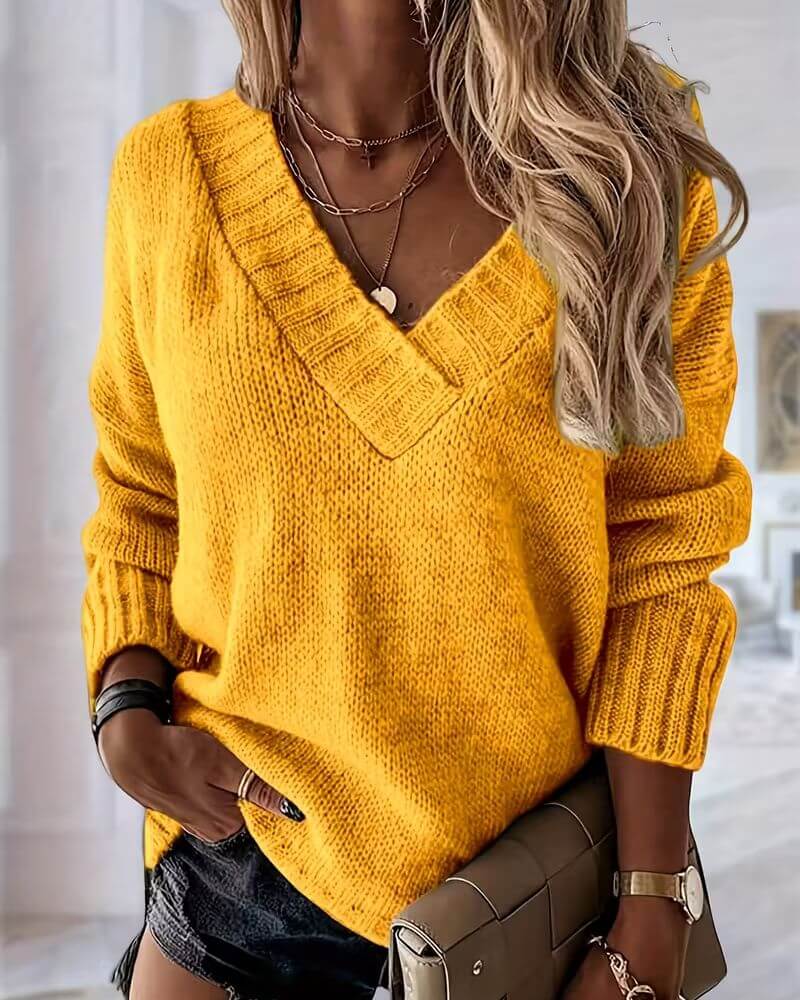 Orlane™ - Élégant Pull Tricoté à Col V