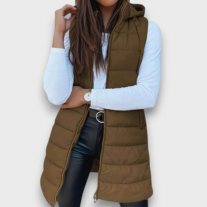 Pauline™ – Veste Matelassée Sans Manches à Capuche