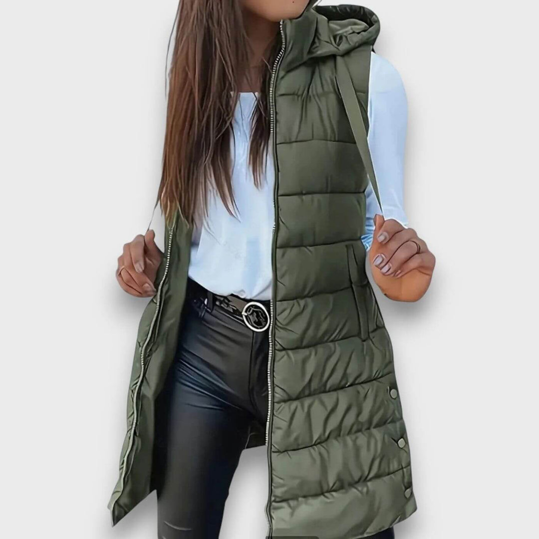 Pauline™ – Veste Matelassée Sans Manches à Capuche