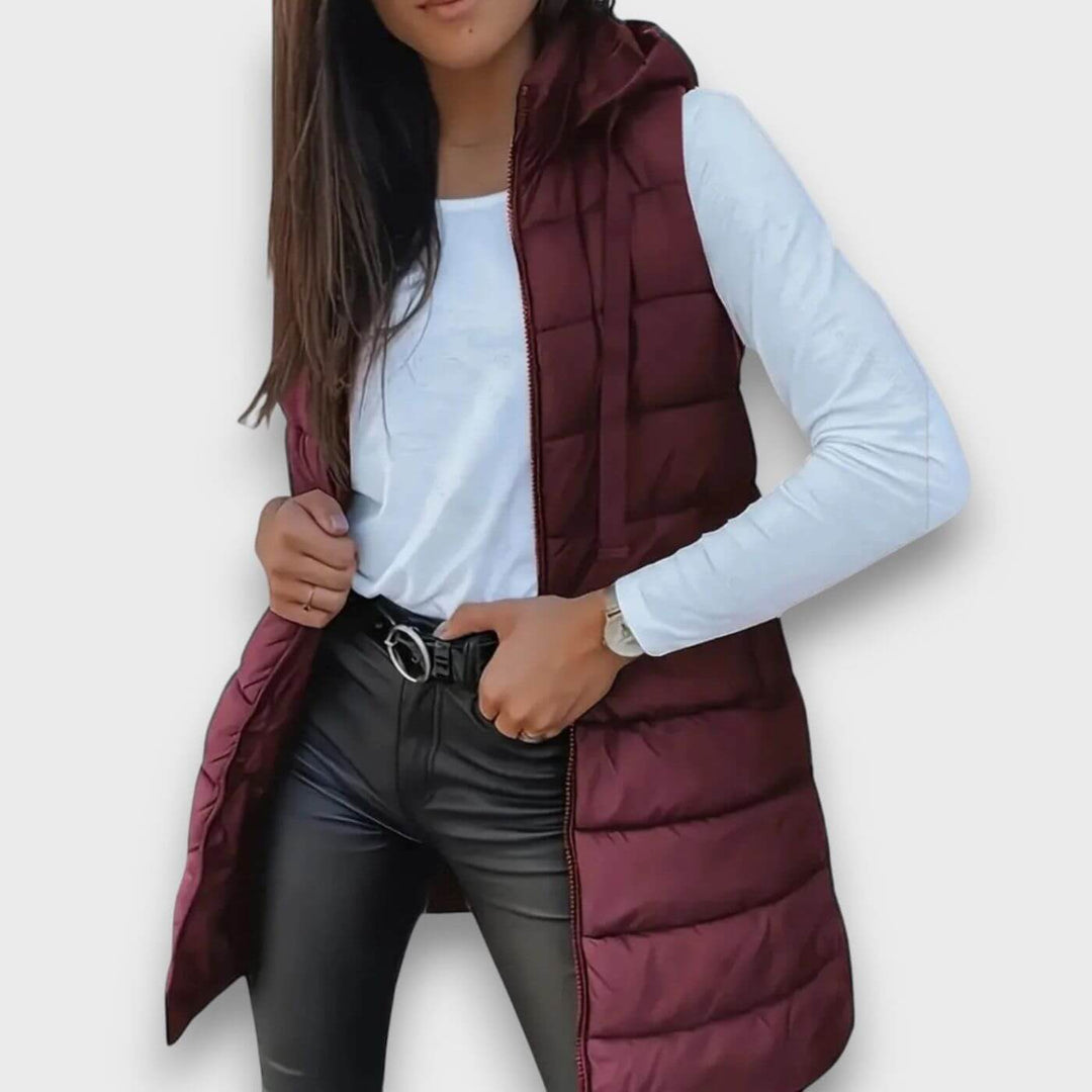Pauline™ – Veste Matelassée Sans Manches à Capuche