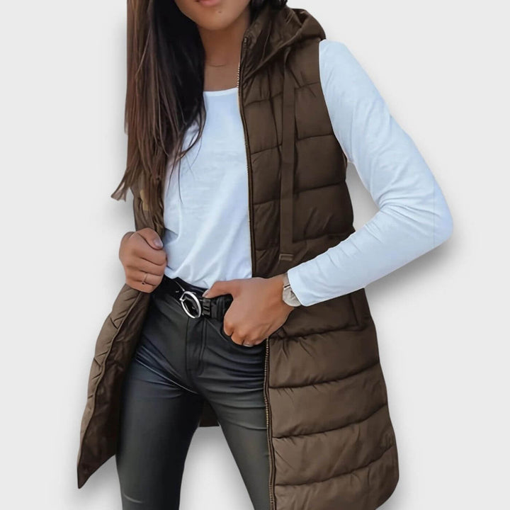 Pauline™ – Veste Matelassée Sans Manches à Capuche