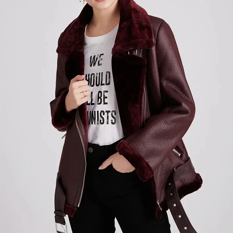 Camille - Manteau Épais En Faux Cuir