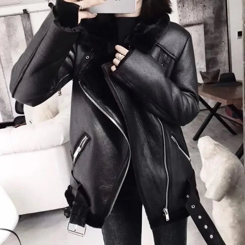 Camille - Manteau Épais En Faux Cuir