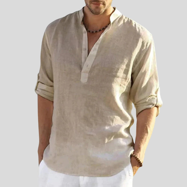 Leinenhemd Herren Locker Sommerlich – Elegantes Freizeithemd mit Kragen