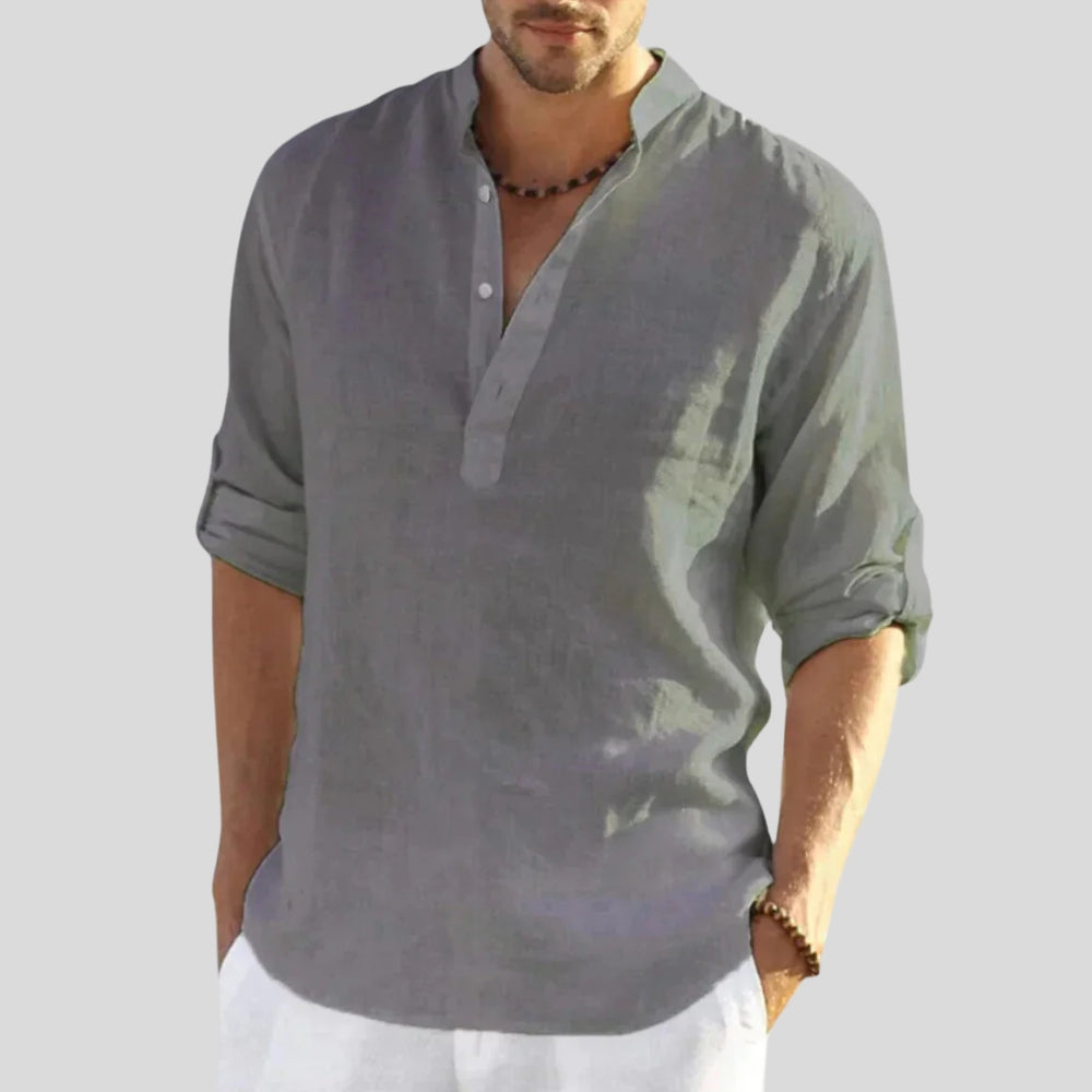 Leinenhemd Herren Locker Sommerlich – Elegantes Freizeithemd mit Kragen