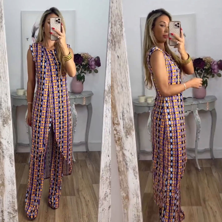 Stylishes Set mit Muster, elegant & auffällig, zweiteilig, für Alltag & Events