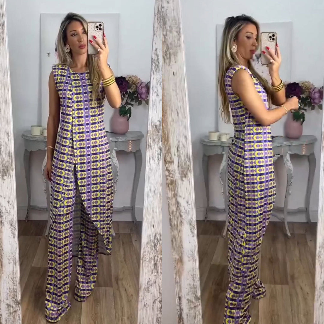 Stylishes Set mit Muster, elegant & auffällig, zweiteilig, für Alltag & Events