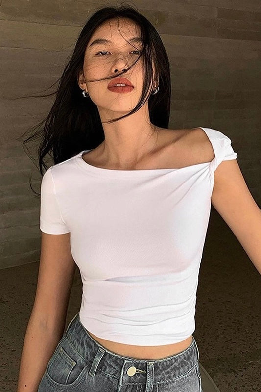 TwistSleeves Top schulterfrei, elegant perfekt für Freizeit & Ausgehen