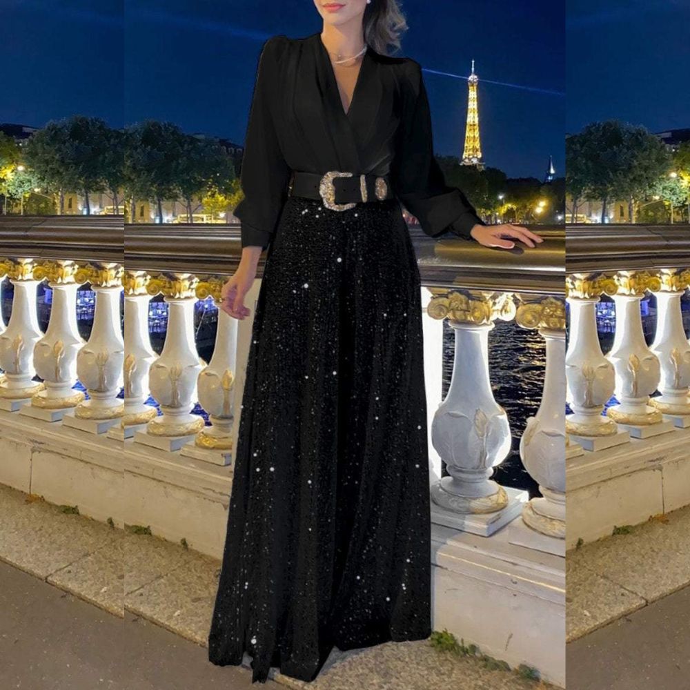 Elegantes Maxikleid mit V-Ausschnitt für festliche Anlässe