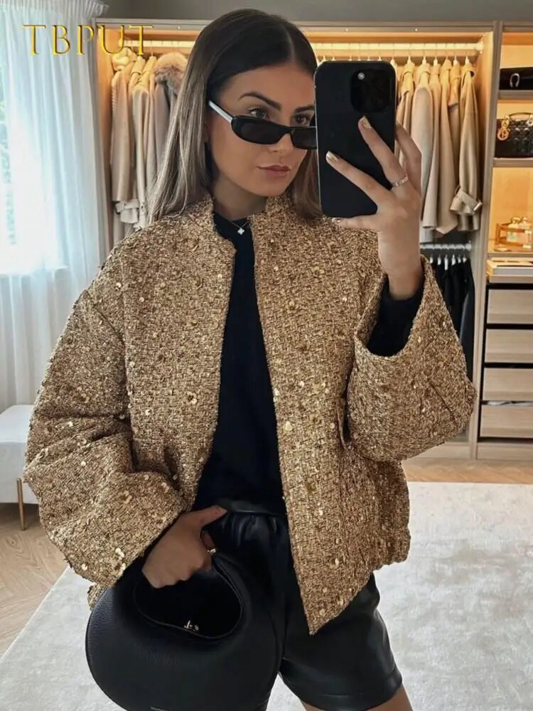 Lisette | Veste bomber femme or pour l'automne